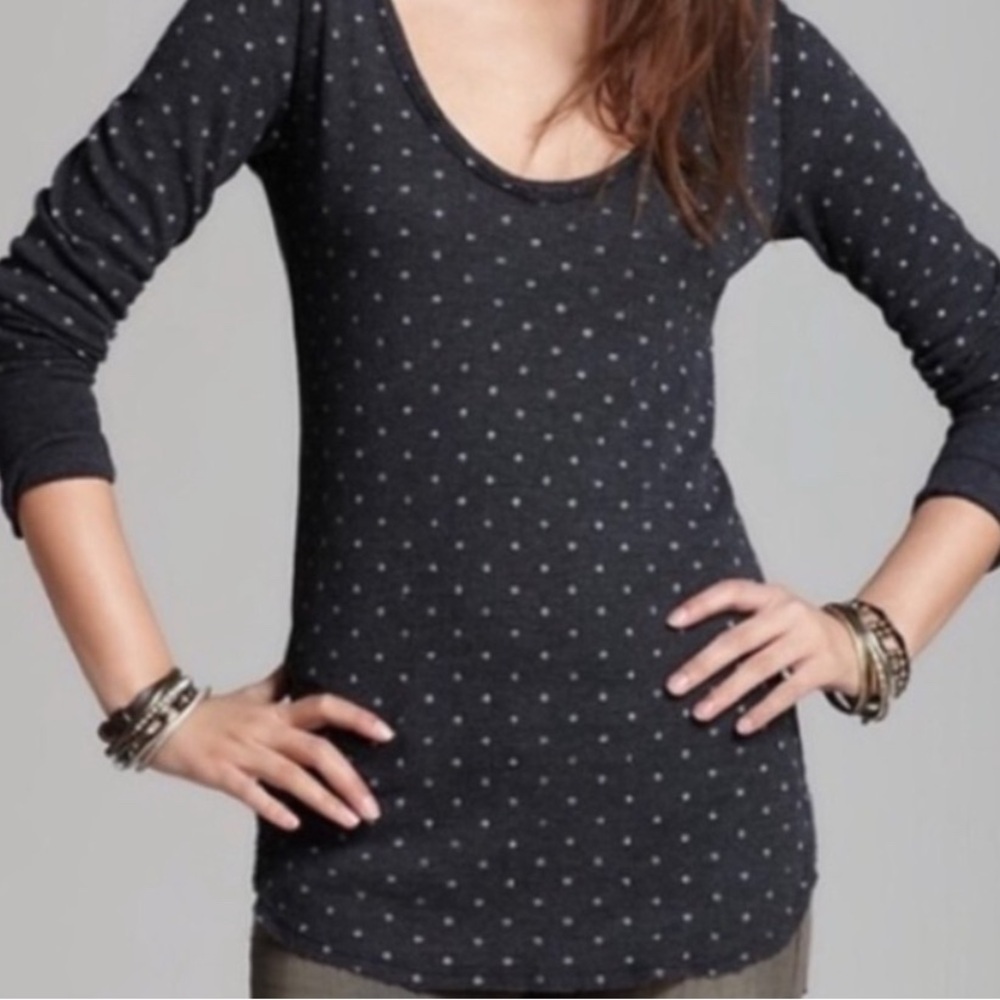 SOLD-NWT Free People We The Free Desperate Polka Dot Thermal Black L